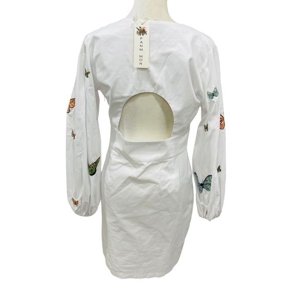 Fanm Mon Larson Butterfly Embroidered Long Sleeve V Neckline Mini Dress NEW $359 - Picture 11 of 15